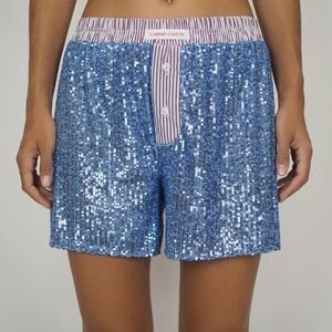 Hand Over Blue Sequin Boxer Shorts